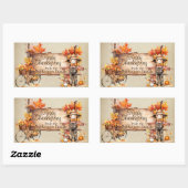 Sticker Rectangulaire Panneau bon thanksgiving bois & Scène d'automne (Feuille)
