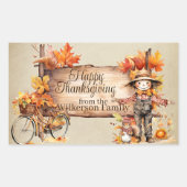 Sticker Rectangulaire Panneau bon thanksgiving bois & Scène d'automne (Devant)