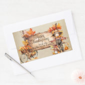 Sticker Rectangulaire Panneau bon thanksgiving bois & Scène d'automne (Enveloppe)