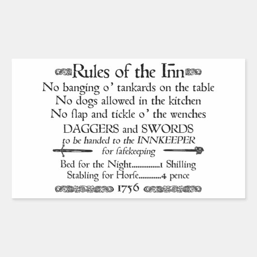 Sticker Rectangulaire Panneau d'auberge du XVIIIe siècle (Devant)