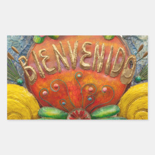 Sticker Rectangulaire Panneau de bienvenue en espagnol, Mexique