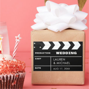 Sticker Rectangulaire Panneau de clap de mariage cinématographique