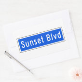 Sticker Rectangulaire Panneau de rue Sunset Boulevard, Los Angeles, CA (Enveloppe)