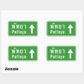 Sticker Rectangulaire Panneau de signalisation routière Pattaya ⚠ Thaïla (Feuille)