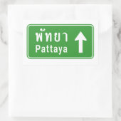 Sticker Rectangulaire Panneau de signalisation routière Pattaya ⚠ Thaïla (Sac)