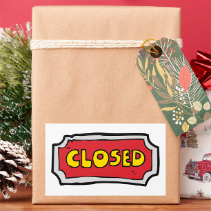 Sticker Rectangulaire Panneau Fermé Jaune Et Rouge