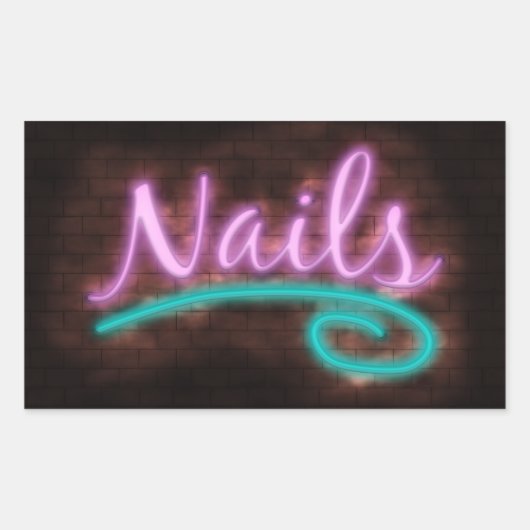 Sticker Rectangulaire Panneau Neon Nails (Devant)