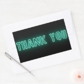 Sticker Rectangulaire Panneau vert Mint bleu néon Merci tendance (Enveloppe)
