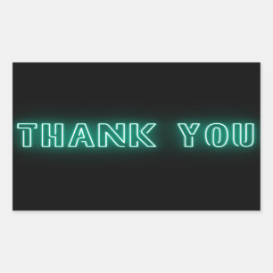 Sticker Rectangulaire Panneau vert Mint bleu néon Merci tendance