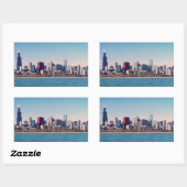 Sticker Rectangulaire Panorama de l'horizon de Chicago (Feuille)