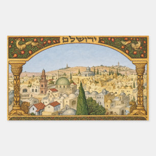 Sticker Rectangulaire Panorama Vintage de Jérusalem