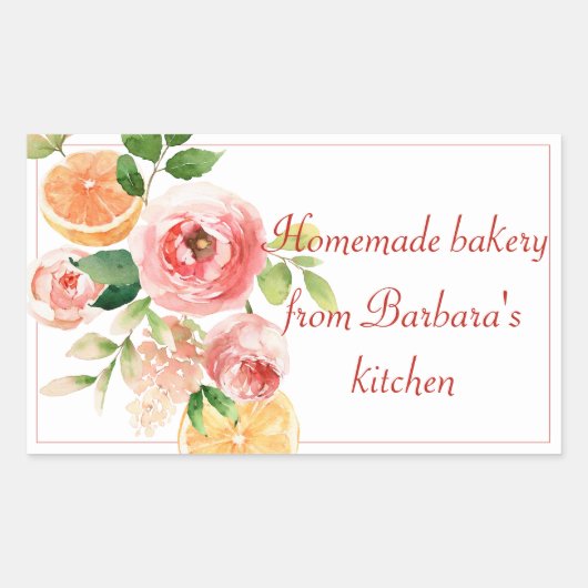 Sticker Rectangulaire Papeterie aquarelle pour boulangerie maison (Devant)