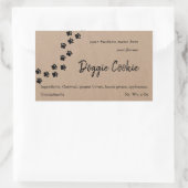 Sticker Rectangulaire Papier brun rustique chemin de patte chien biscuit (Sac)