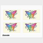 Sticker Rectangulaire Papillon arc-en-ciel (Feuille)