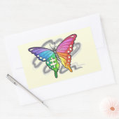 Sticker Rectangulaire Papillon arc-en-ciel (Enveloppe)