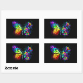 Sticker Rectangulaire Papillon arc-en-ciel (Feuille)
