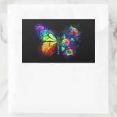Sticker Rectangulaire Papillon arc-en-ciel (Sac)