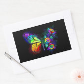 Sticker Rectangulaire Papillon arc-en-ciel (Enveloppe)