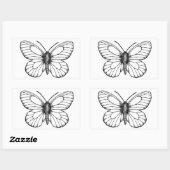 Sticker Rectangulaire Papillon blanc à veine noire (Feuille)