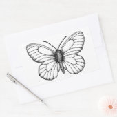 Sticker Rectangulaire Papillon blanc à veine noire (Enveloppe)