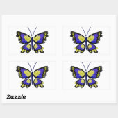 Sticker Rectangulaire Papillon bleu et jaune (Feuille)