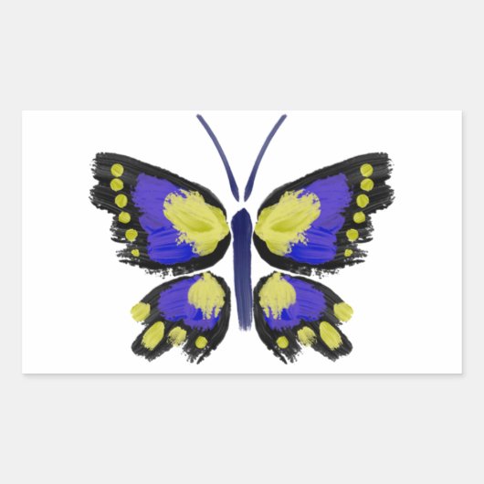 Sticker Rectangulaire Papillon bleu et jaune (Devant)