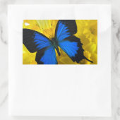 Sticker Rectangulaire Papillon bleu sur les jonquilles (Sac)