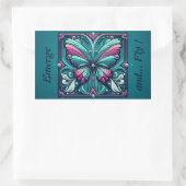 Sticker Rectangulaire Papillon carré sarcelle et violet (Sac)