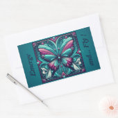 Sticker Rectangulaire Papillon carré sarcelle et violet (Enveloppe)