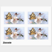 Sticker Rectangulaire Papillon et colibri (Feuille)