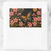 Sticker Rectangulaire Papillon Fleur de Cerisier Lune (Sac)