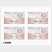 Sticker Rectangulaire Papillon floral rose rose or (Feuille)