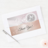 Sticker Rectangulaire Papillon floral rose rose or (Enveloppe)