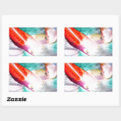 Sticker Rectangulaire Papillon Koi aquarelle japonais Poisson Art (Feuille)