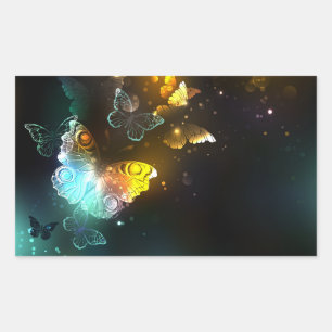Sticker Rectangulaire Papillon lumineux et papillons de nuit