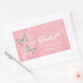 Sticker Rectangulaire Papillon mariage fille de fleur merci rose (Enveloppe)