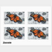 Sticker Rectangulaire Papillon monarque sur coneflowers (Feuille)