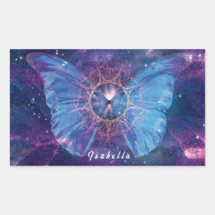 Sticker Rectangulaire Papillon morpho / Galaxie Mandala