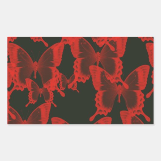 Sticker Rectangulaire papillon rouge de l'arrière - plan de nuit sombre (Devant)