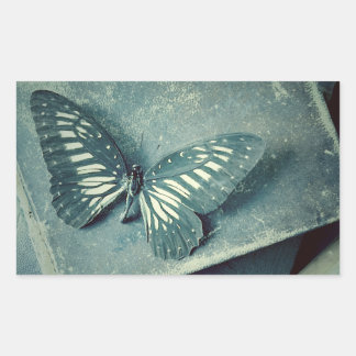 Sticker Rectangulaire Papillon sur livres vintages