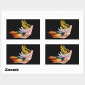 Sticker Rectangulaire Papillon sur Lotus Bloom (Feuille)