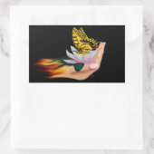 Sticker Rectangulaire Papillon sur Lotus Bloom (Sac)