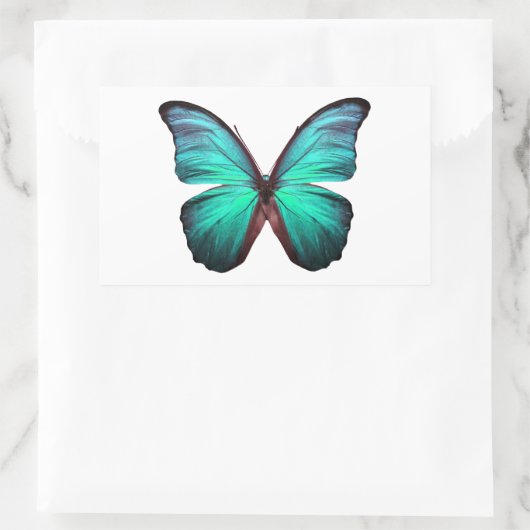 Sticker Rectangulaire Papillon Turquoise brillant (Sac)