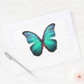 Sticker Rectangulaire Papillon Turquoise brillant (Enveloppe)