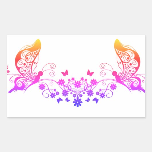 Sticker Rectangulaire Papillons arc-en-ciel (Devant)