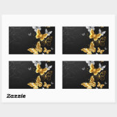 Sticker Rectangulaire Papillons blancs et dorés (Feuille)