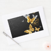 Sticker Rectangulaire Papillons blancs et dorés (Enveloppe)
