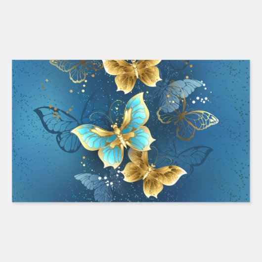 Sticker Rectangulaire Papillons dorés (Devant)