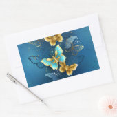 Sticker Rectangulaire Papillons dorés (Enveloppe)