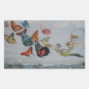 Sticker Rectangulaire Papillons et papillons de la reine des fées